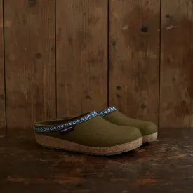 Adults Felted Wool Franzl Clog Slipper - Olive
