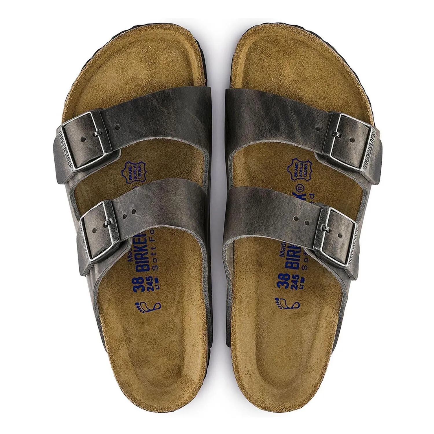 Arizona Oiled Leather in Iron (Soft Footbed - Suede Lined)