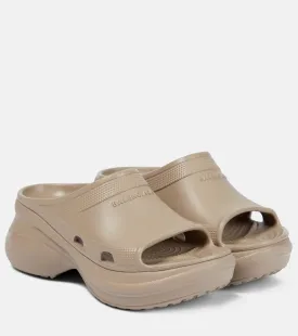 Balenciaga Pool Crocs Rubber Mules, Beige