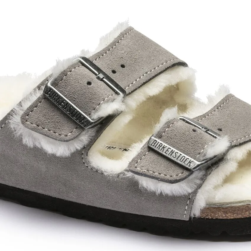Birkenstock Arizona Shearling Stone Coin Suede