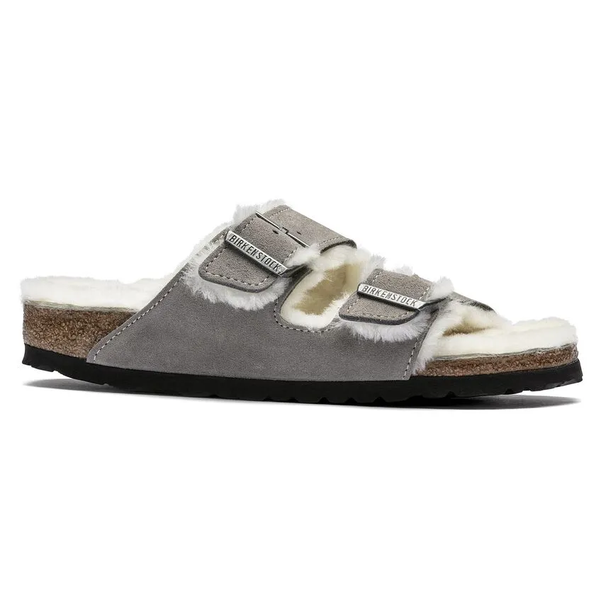 Birkenstock Arizona Shearling Stone Coin Suede