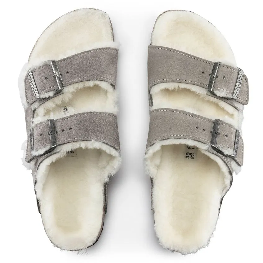 Birkenstock Arizona Shearling Stone Coin Suede