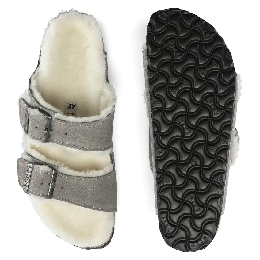 Birkenstock Arizona Shearling Stone Coin Suede