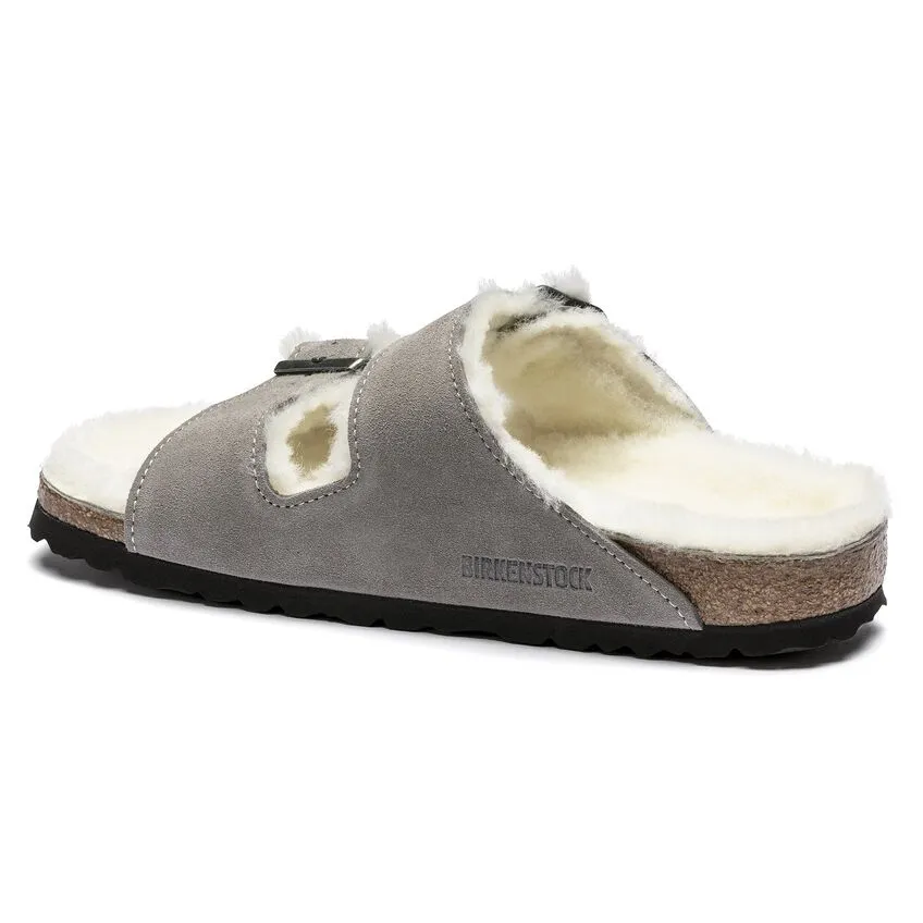Birkenstock Arizona Shearling Stone Coin Suede