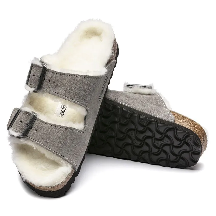 Birkenstock Arizona Shearling Stone Coin Suede