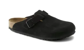 Birkenstock Womens Boston Soft Footbed Suede Leather Black