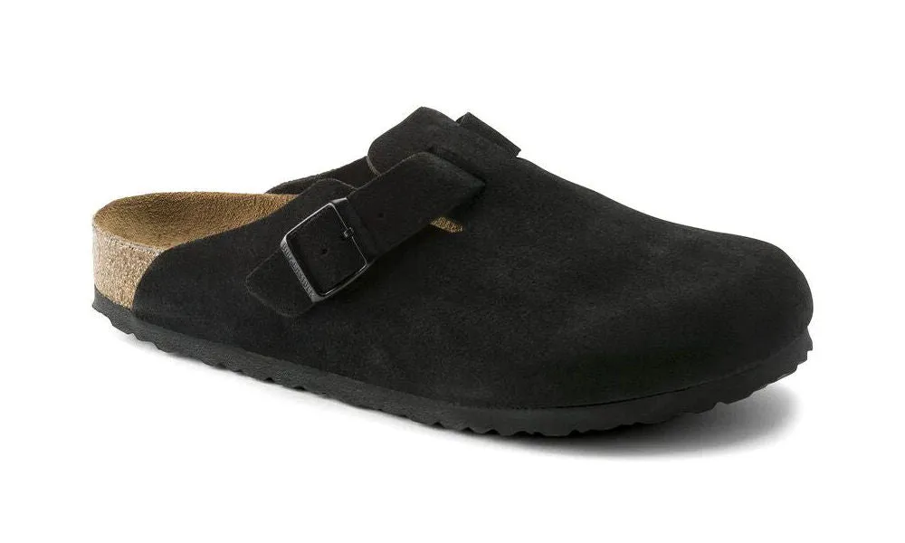 Birkenstock Womens Boston Soft Footbed Suede Leather Black
