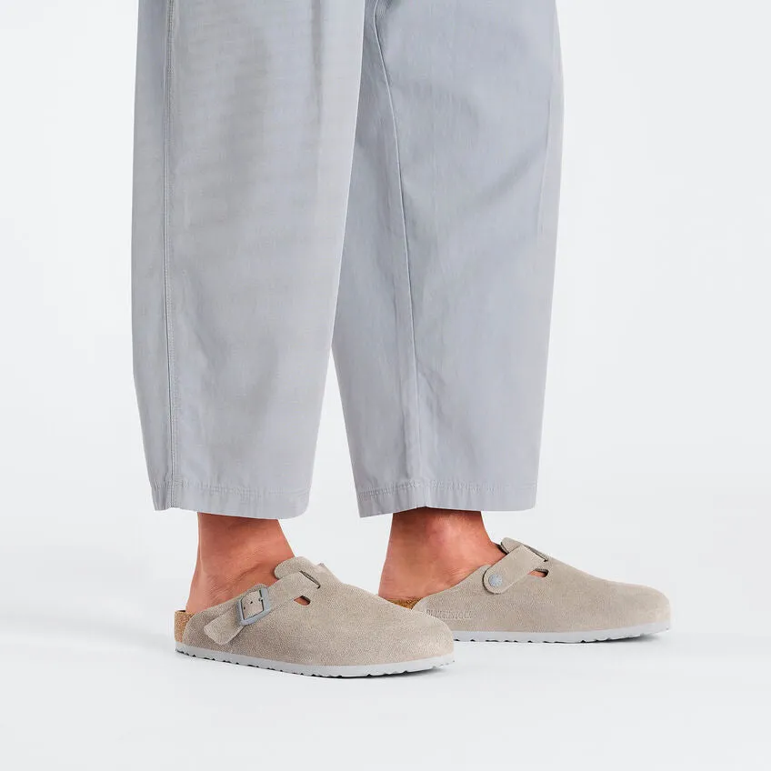Birkenstock Womens Boston Suede Leather Stone Coin