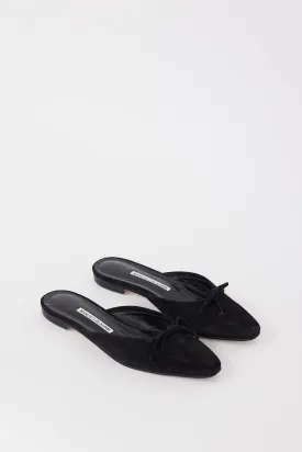 Black Suede Ballerimu Bow Mule