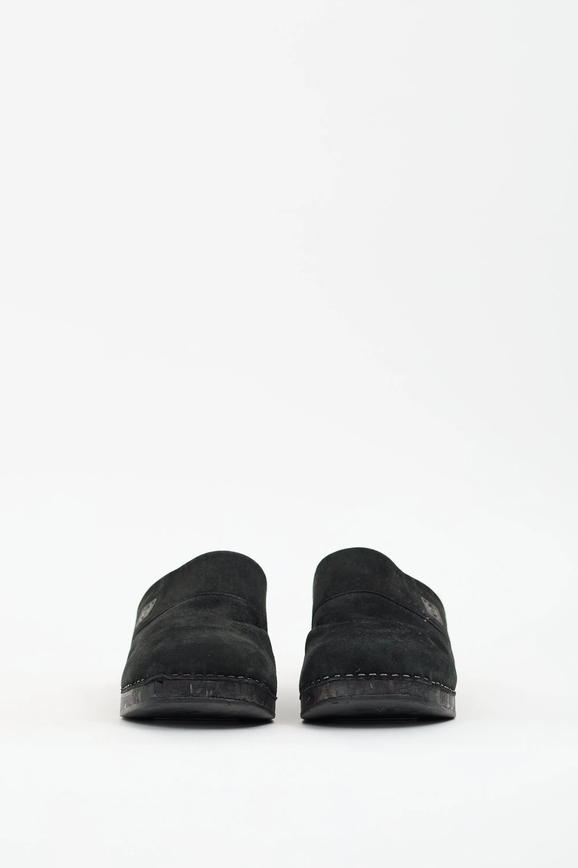 Black Suede Logo Clog Mule