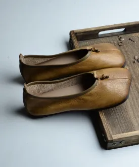Brown Comfortable Flat Feet Shoes Splicing Handmade ML1674