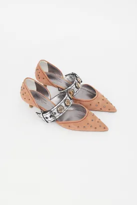 Brown Suede & Silver Embellished Mule