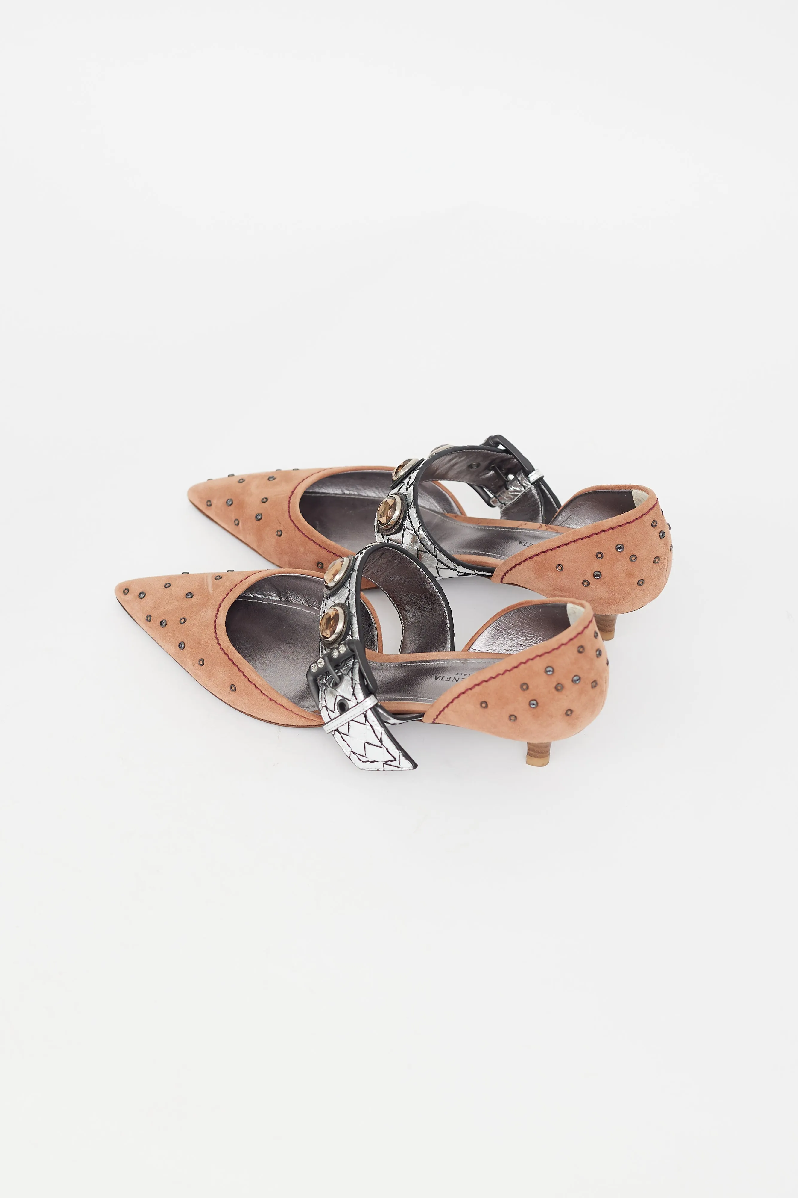 Brown Suede & Silver Embellished Mule