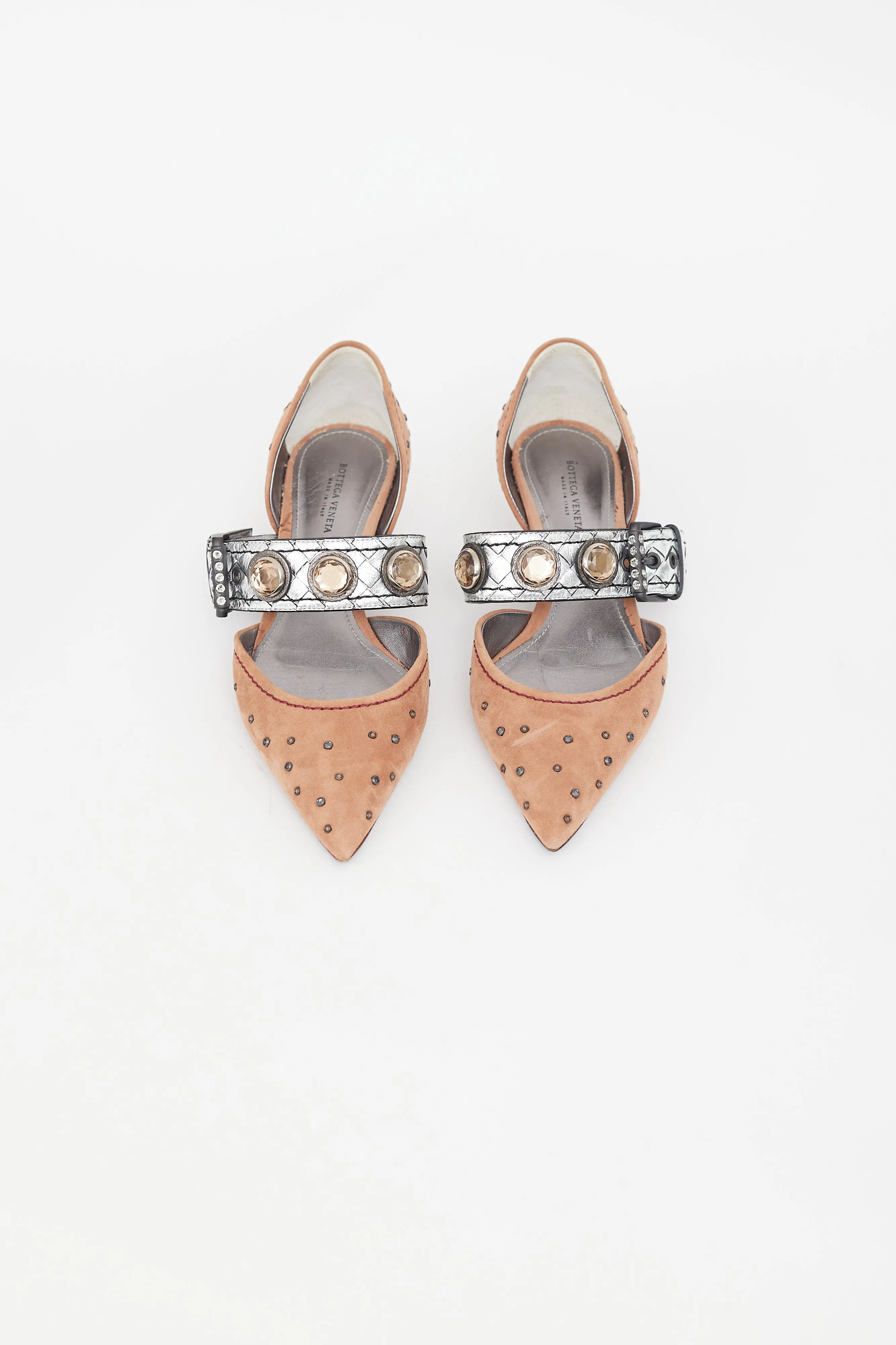 Brown Suede & Silver Embellished Mule