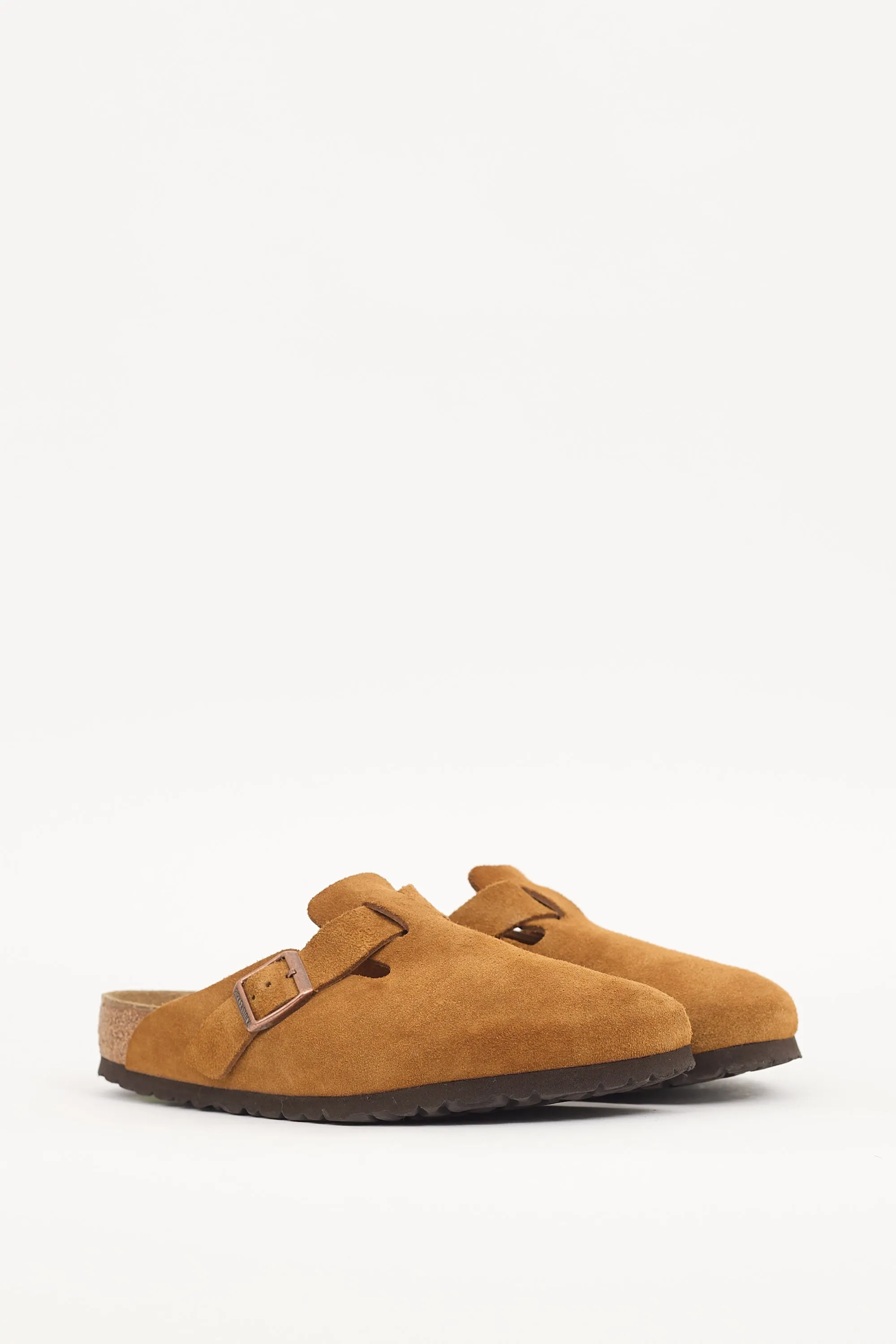 Brown Suede Boston Mule