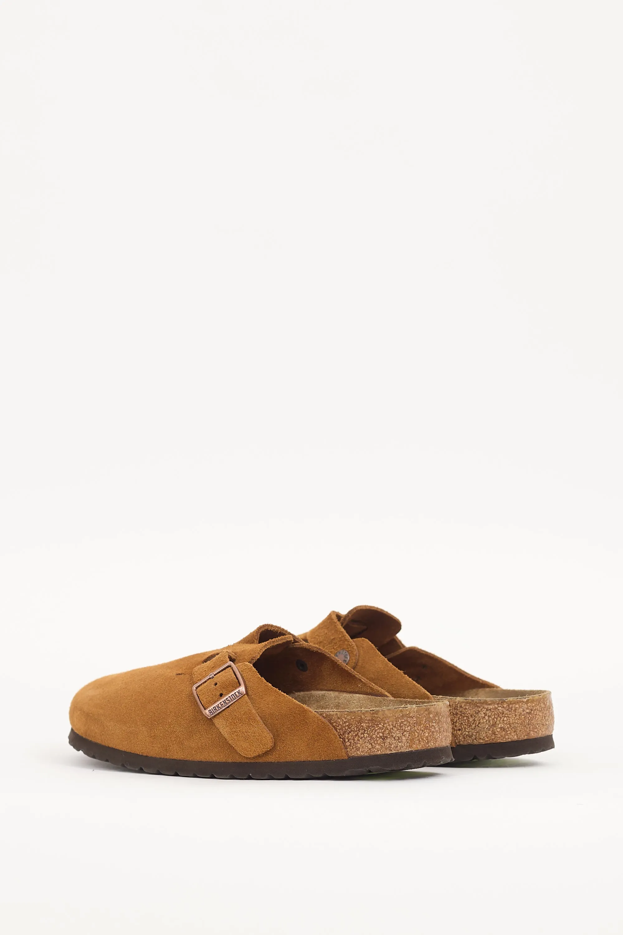 Brown Suede Boston Mule