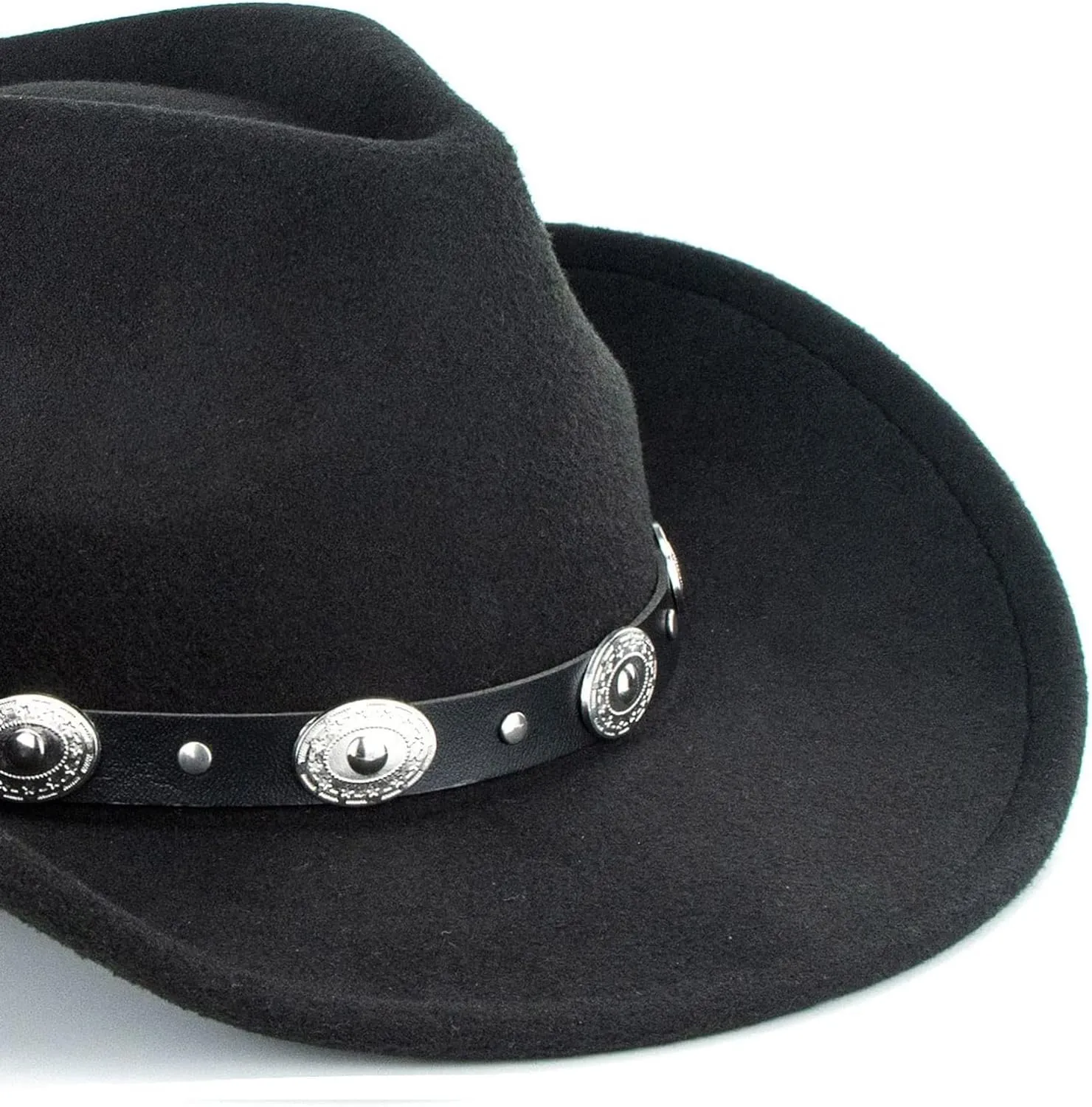 Classic Western-Cowboy-Hat Men Womens Wide Brim Cowgirl Hats Felt Fedora hat (S-M)