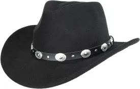Classic Western-Cowboy-Hat Men Womens Wide Brim Cowgirl Hats Felt Fedora hat (S-M)