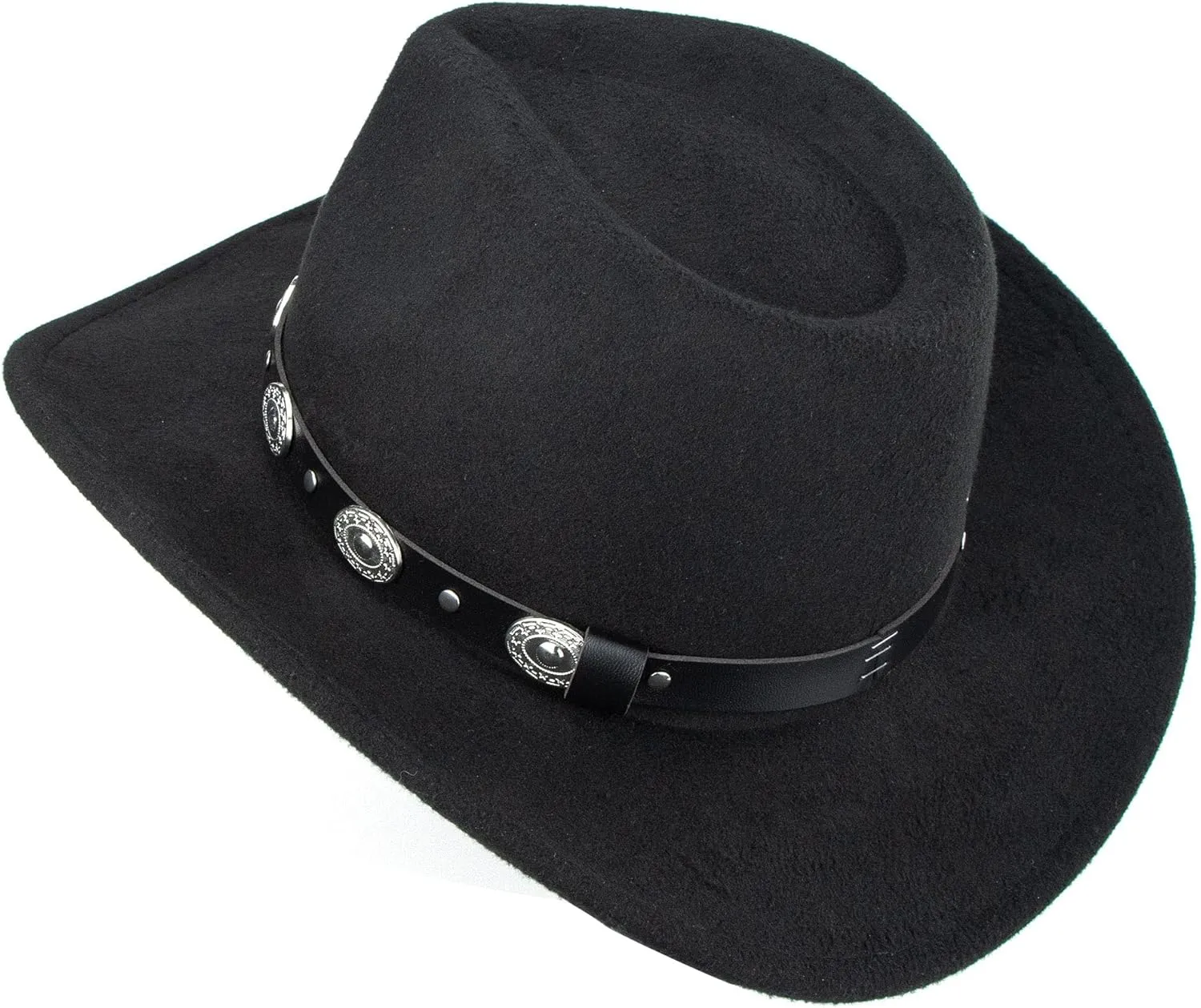 Classic Western-Cowboy-Hat Men Womens Wide Brim Cowgirl Hats Felt Fedora hat (S-M)