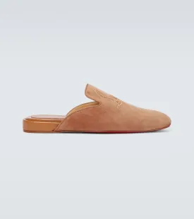 Coolito Navy Blue Christian Louboutin Flat Mules, Brown