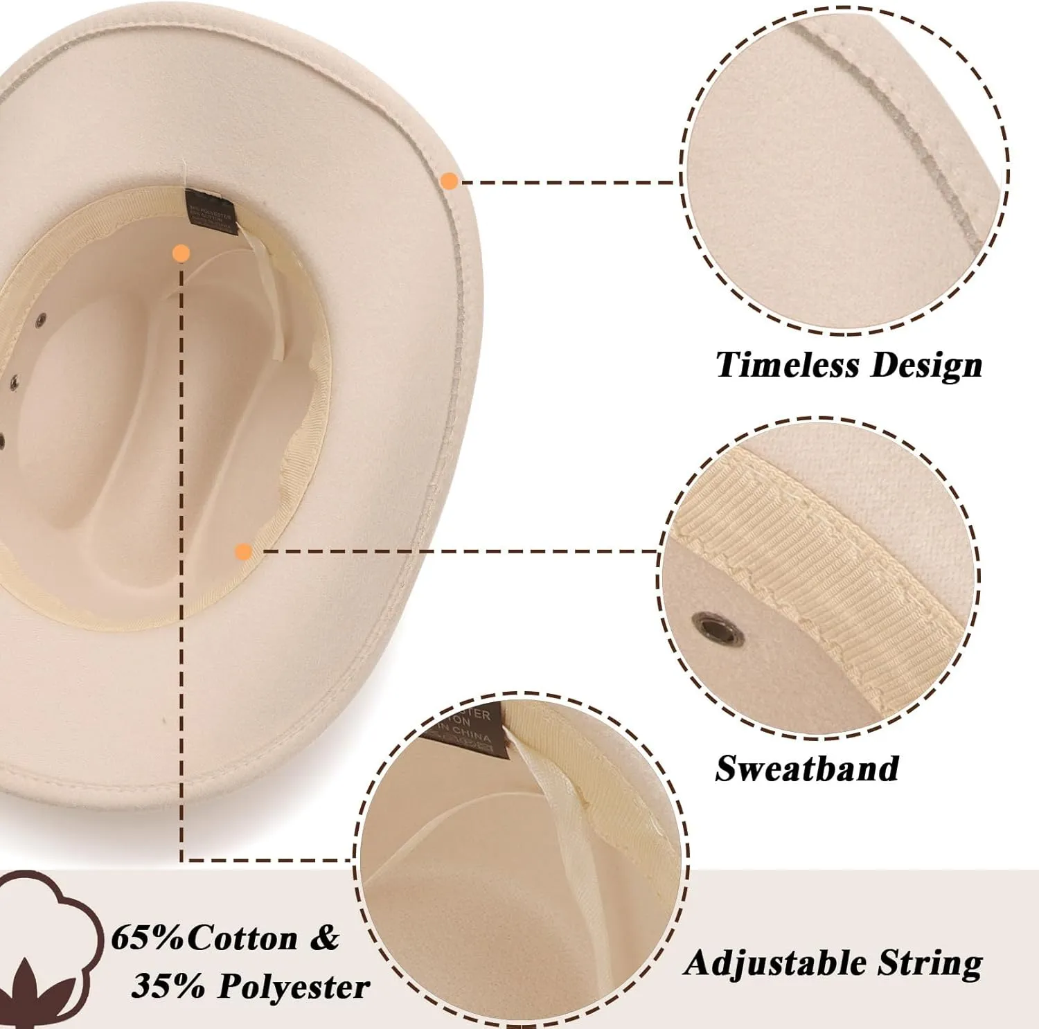 DRESHOW Cowboy Hat for Women and Men Western Felt Cowboy Cowgirl Hat Wide Brim Belt Buckle Retro Fedora Hats Unisex Caps