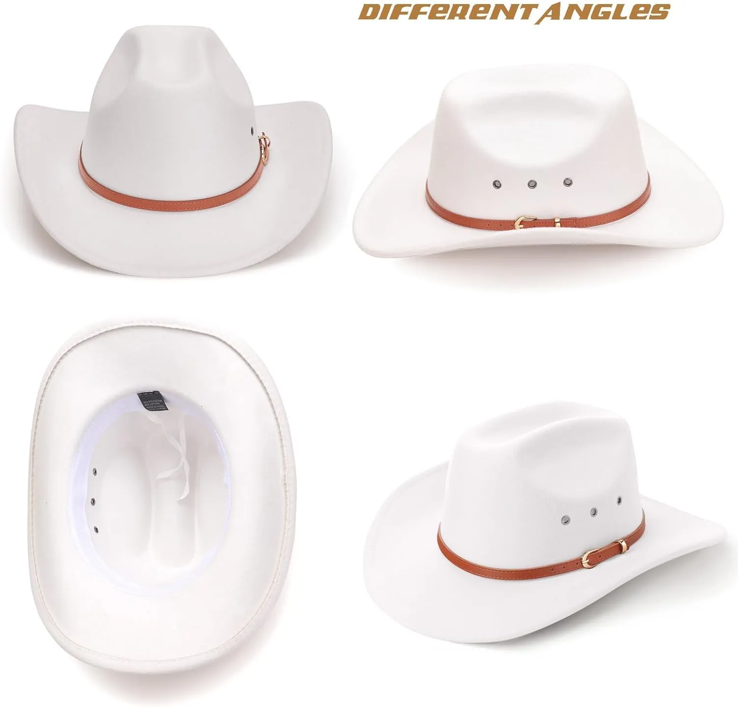 DRESHOW Cowboy Hat for Women and Men Western Felt Cowboy Cowgirl Hat Wide Brim Belt Buckle Retro Fedora Hats Unisex Caps