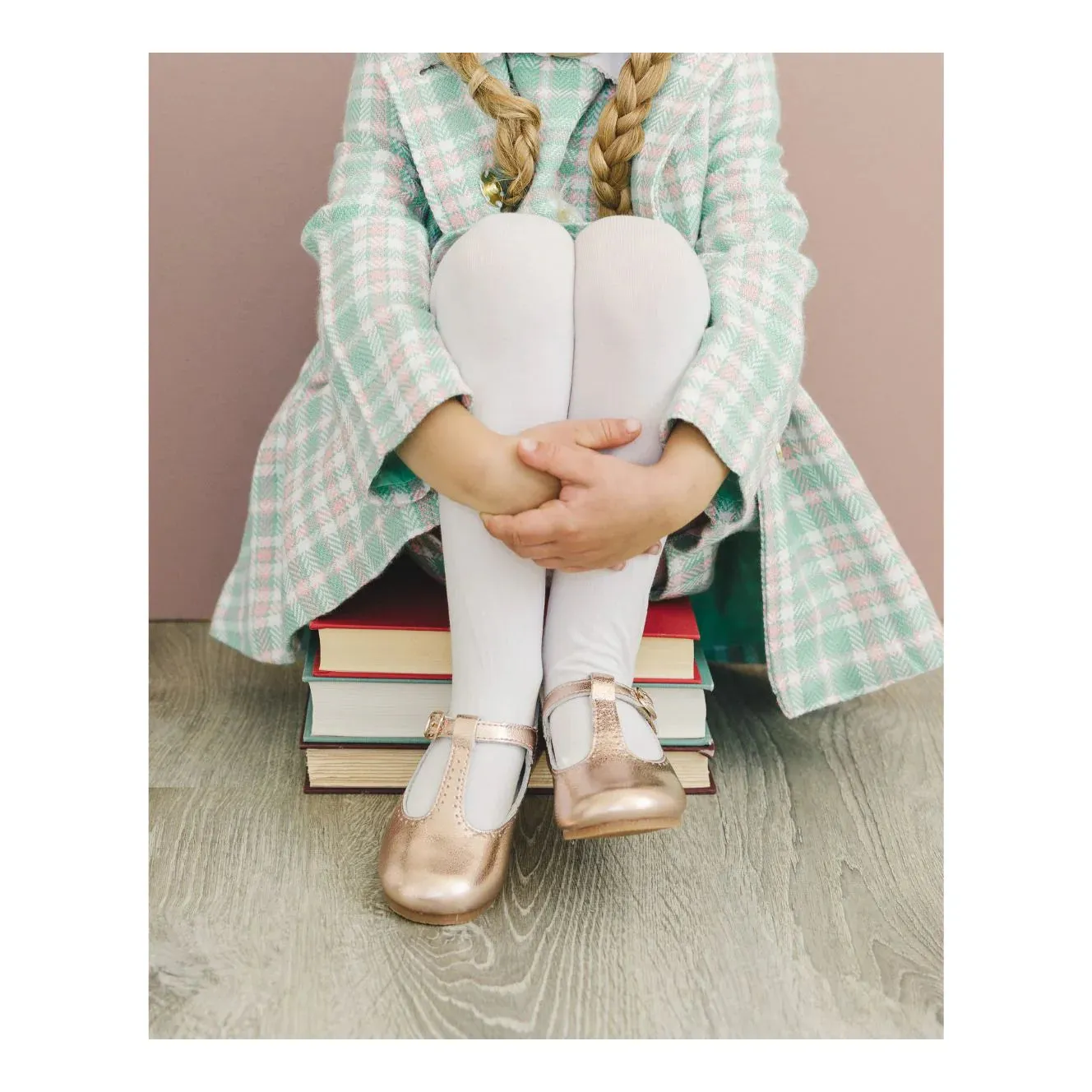 Eleanor T-Strap Flat in Rose Gold