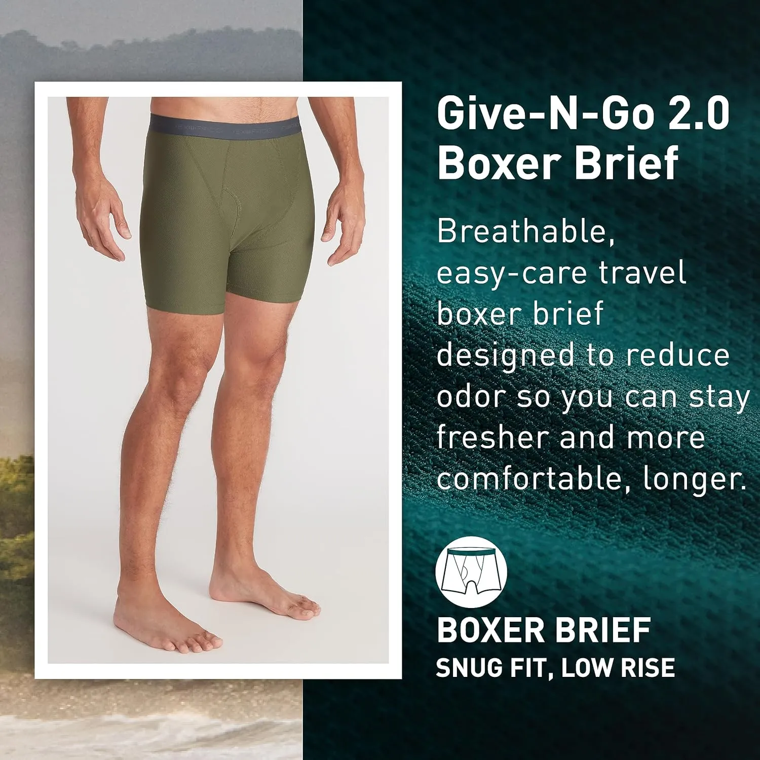 ExOfficio Men's Give-N-Go 2.0 Cool and Comfortable Boxer Briefs