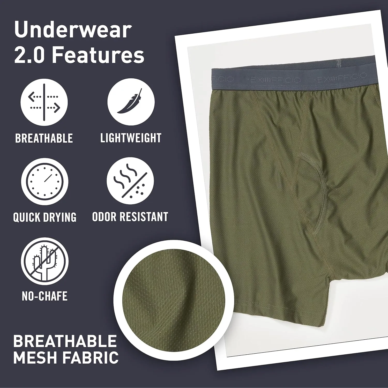 ExOfficio Men's Give-N-Go 2.0 Cool and Comfortable Boxer Briefs