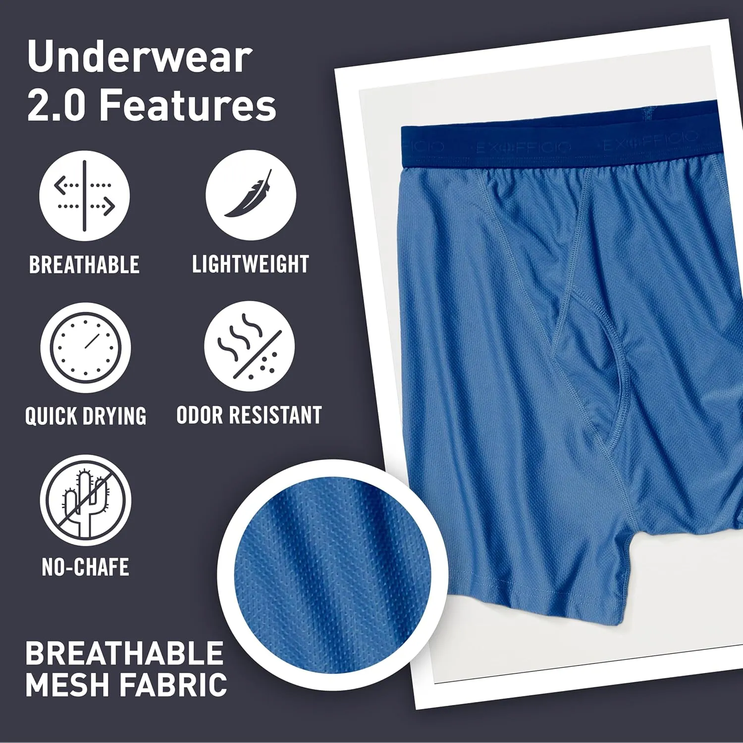 ExOfficio Men's Give-N-Go 2.0 Cool and Comfortable Boxer Briefs