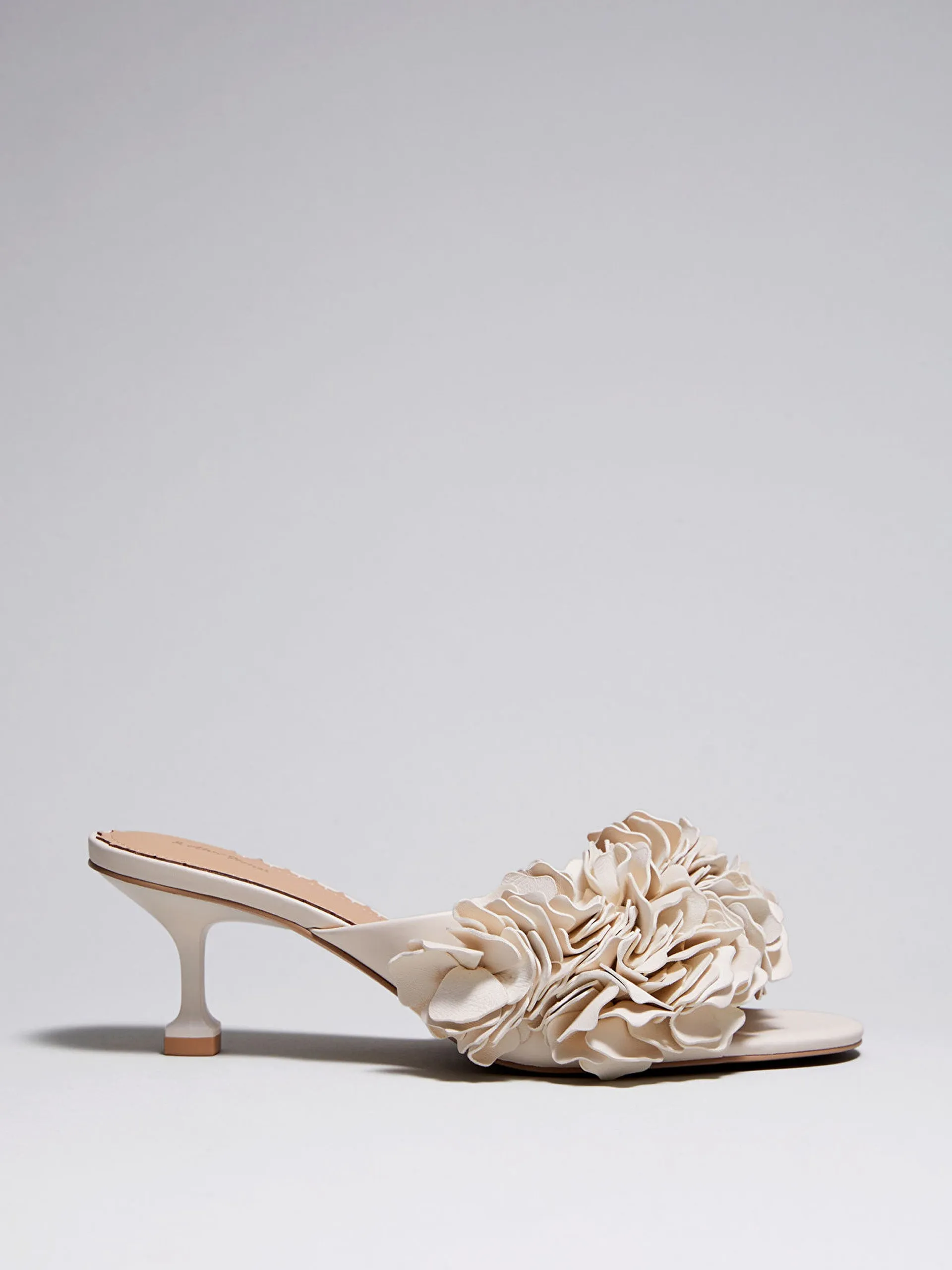 Floral appliqué leather mules