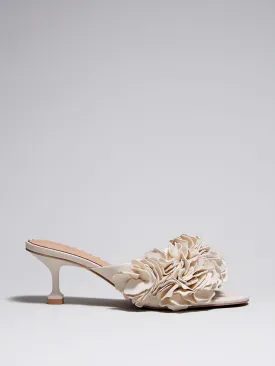 Floral appliqué leather mules