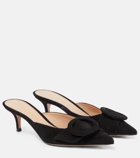 Gianvito Rossi suede buckle mules, black