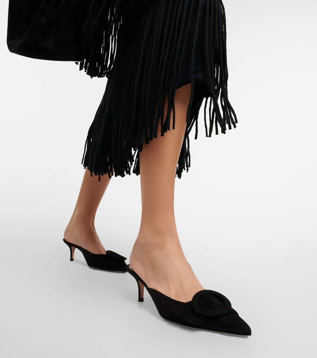 Gianvito Rossi suede buckle mules, black