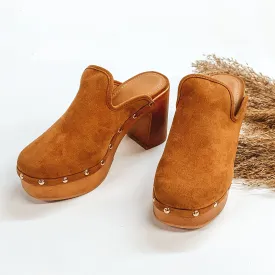 Groovy State of Mind Heeled Clog Mules in Camel