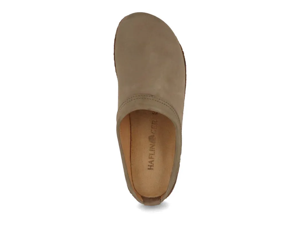 HAFLINGER Leather Clogs with Arch Support 'Malmö', reed green