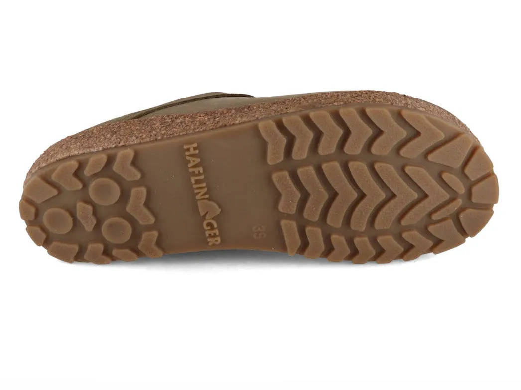 HAFLINGER Leather Clogs with Arch Support 'Malmö', reed green