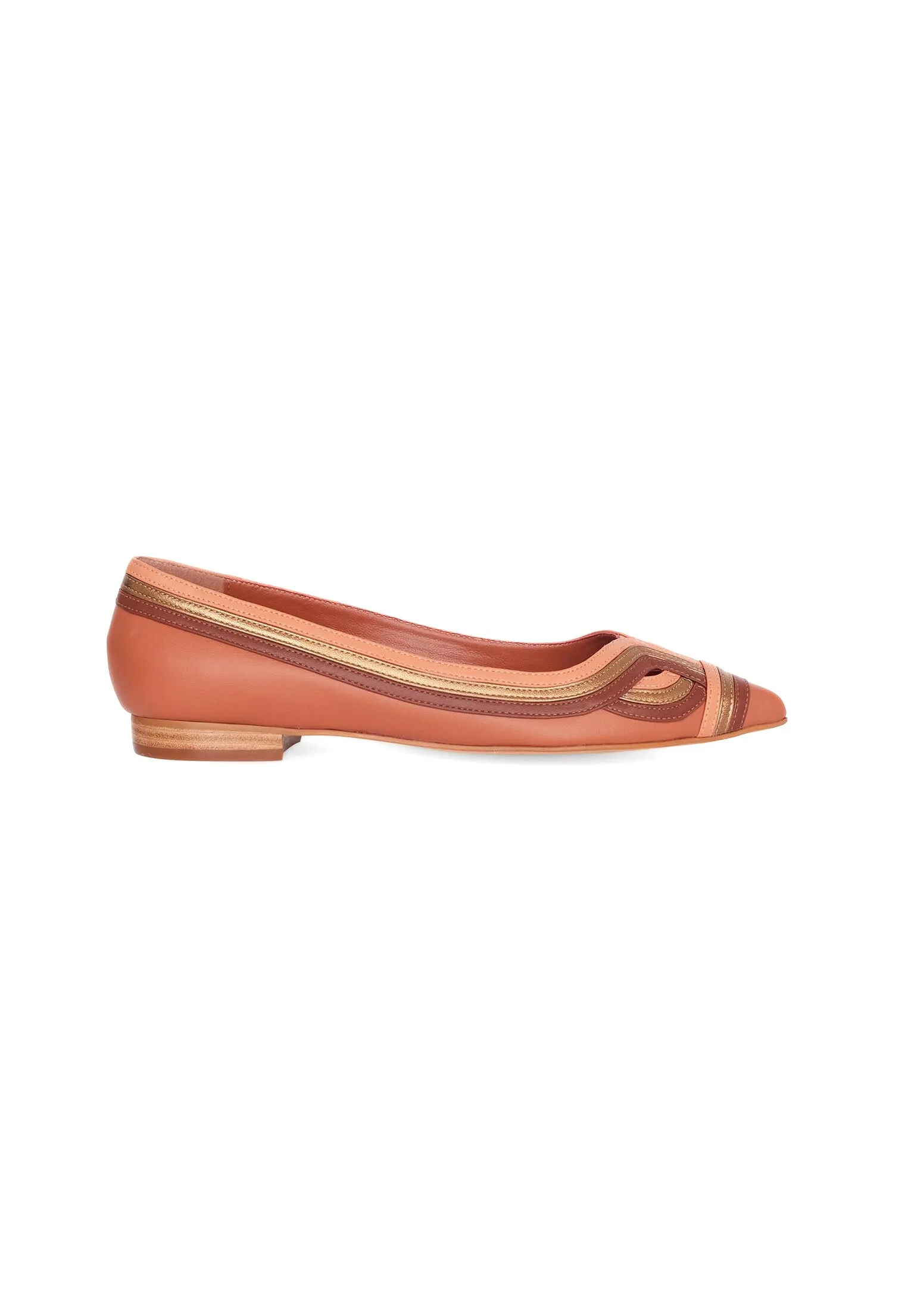 Ladies Classic Brown Leather Ballerina Shoes with a Cushioned Insole