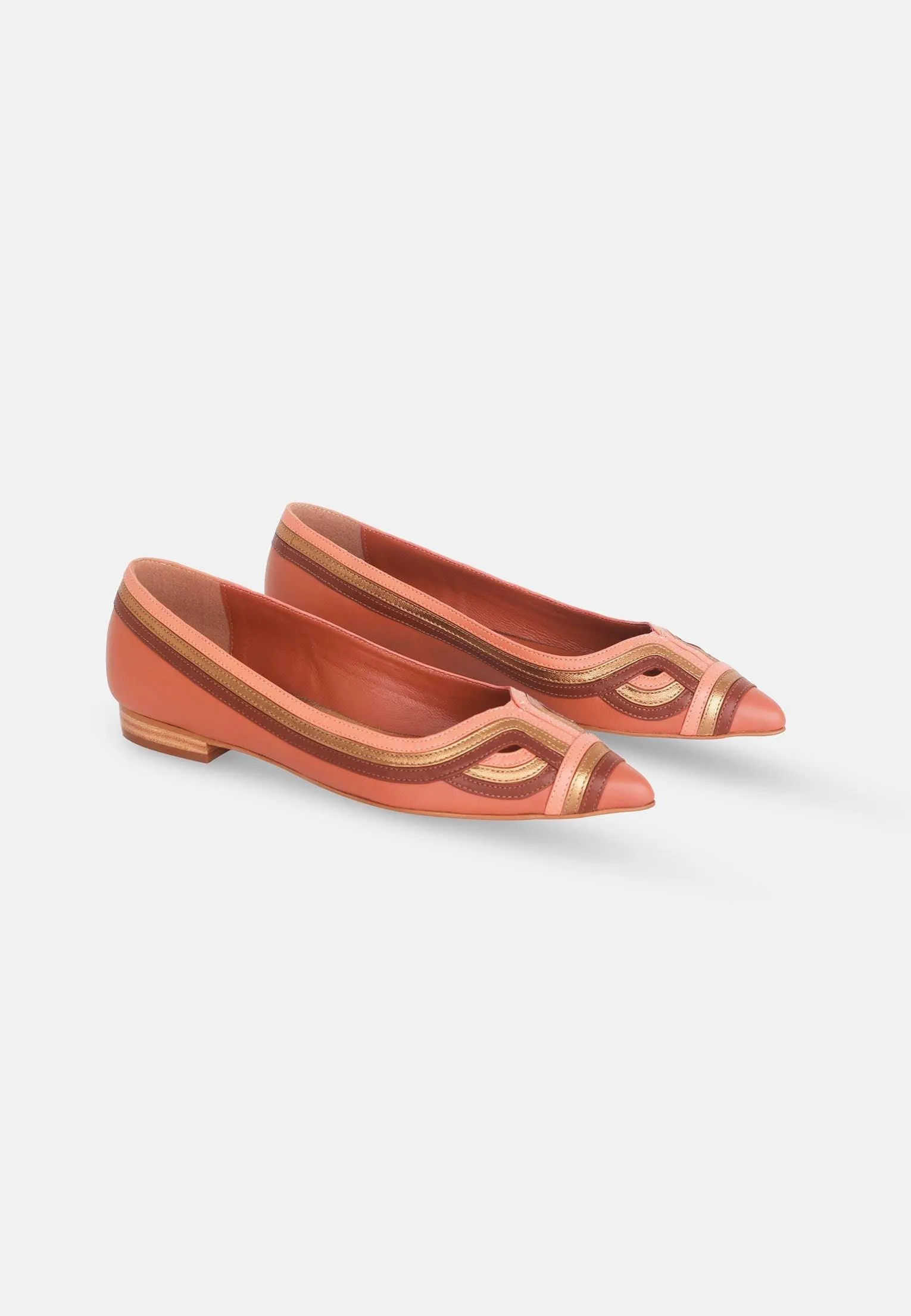 Ladies Classic Brown Leather Ballerina Shoes with a Cushioned Insole