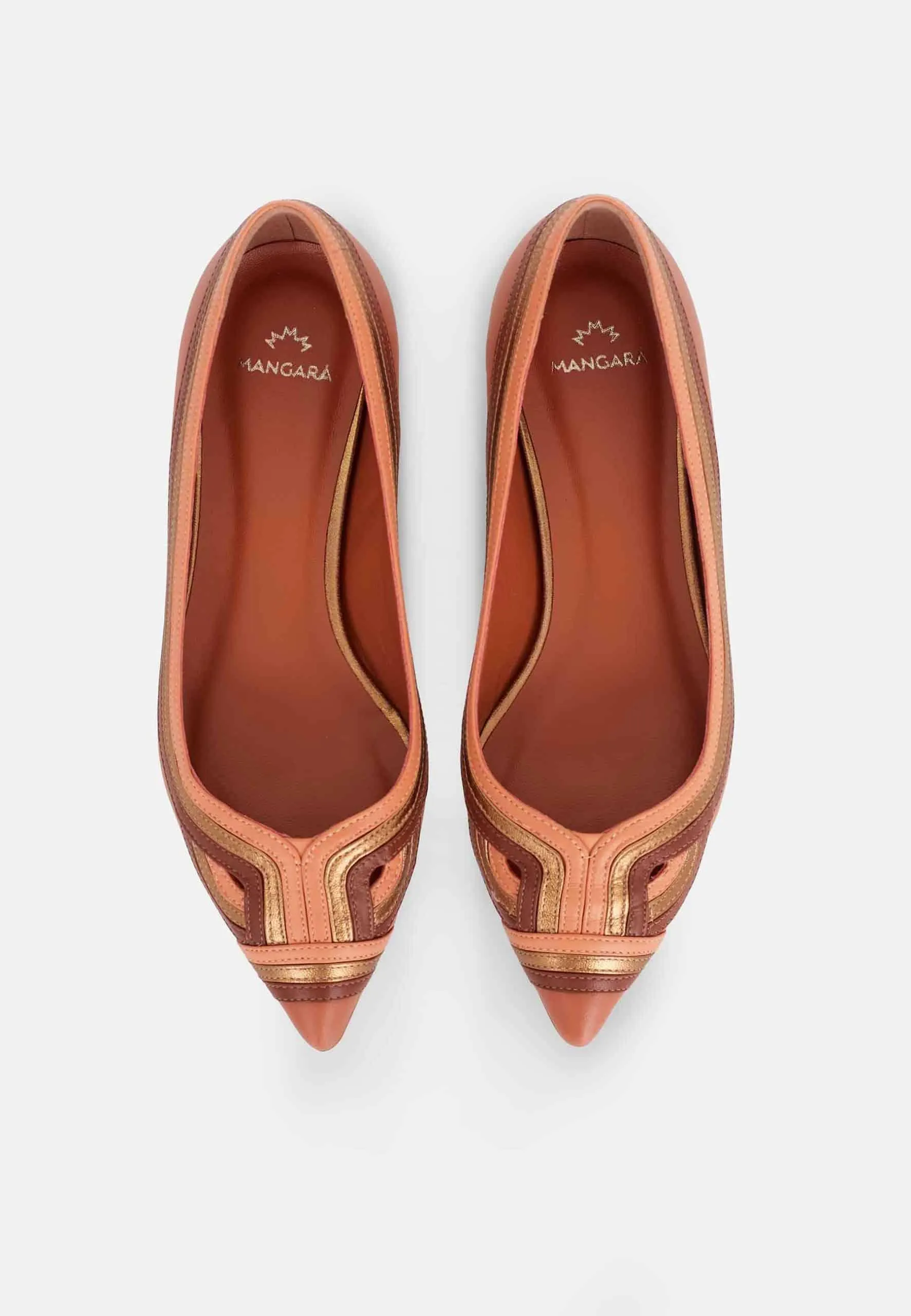 Ladies Classic Brown Leather Ballerina Shoes with a Cushioned Insole