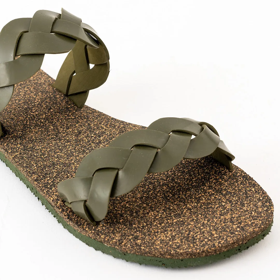 Lumi Dual-Strap Cork Green Women Slides