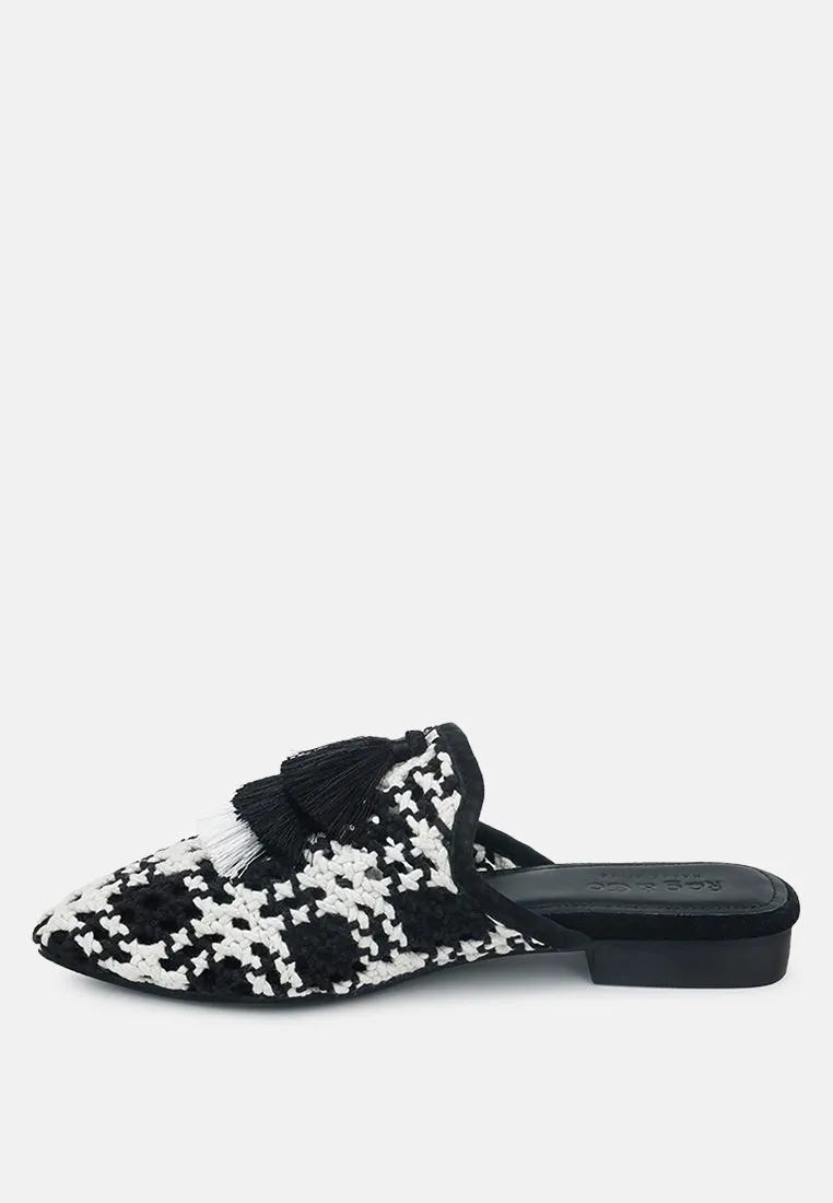 Mariana Woven Flat Mules With Tassels