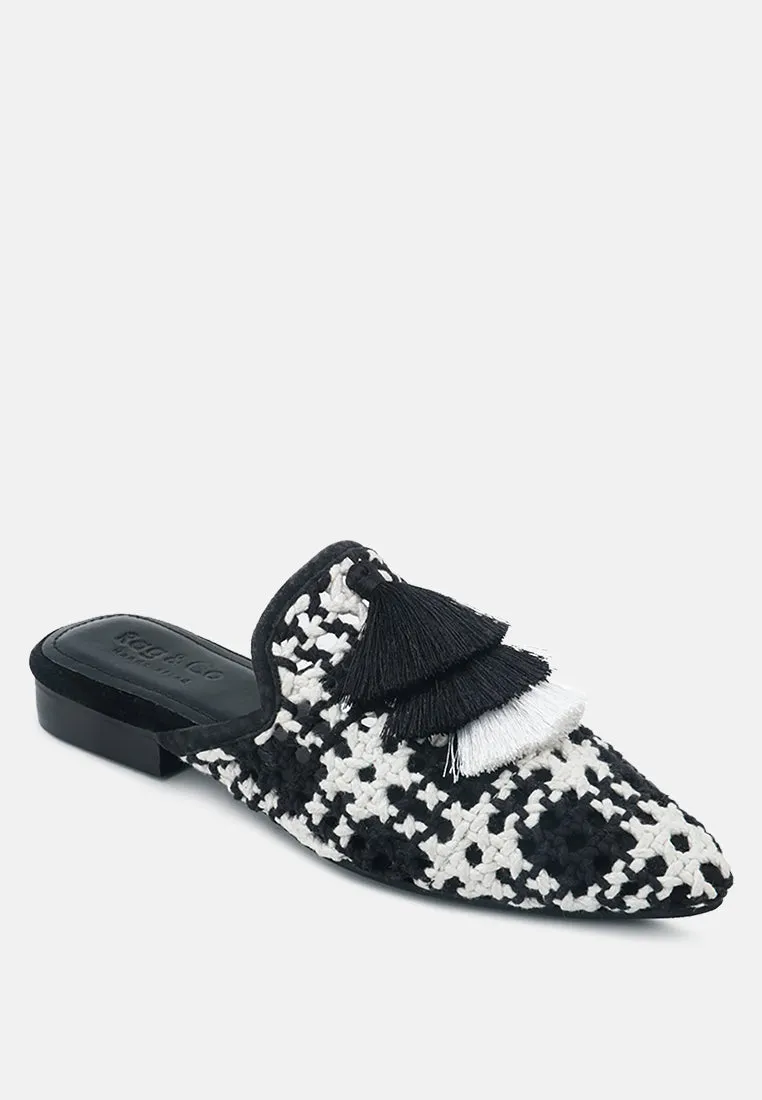Mariana Woven Flat Mules With Tassels