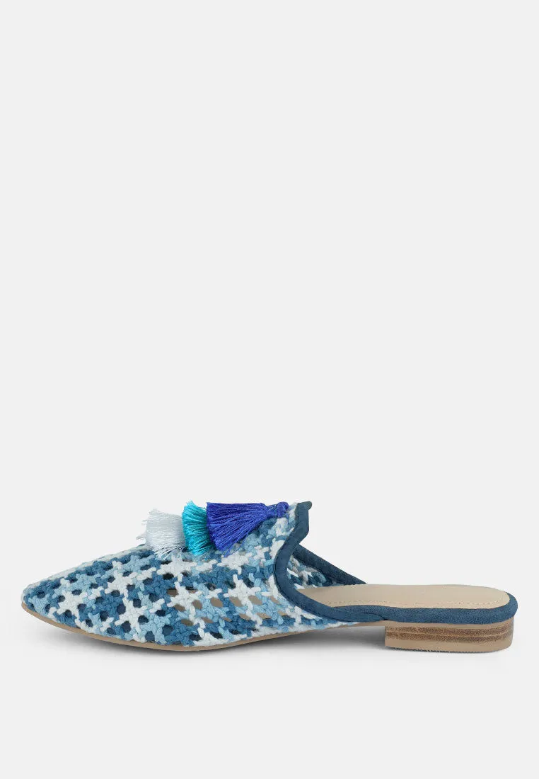 Mariana Woven Flat Mules With Tassels