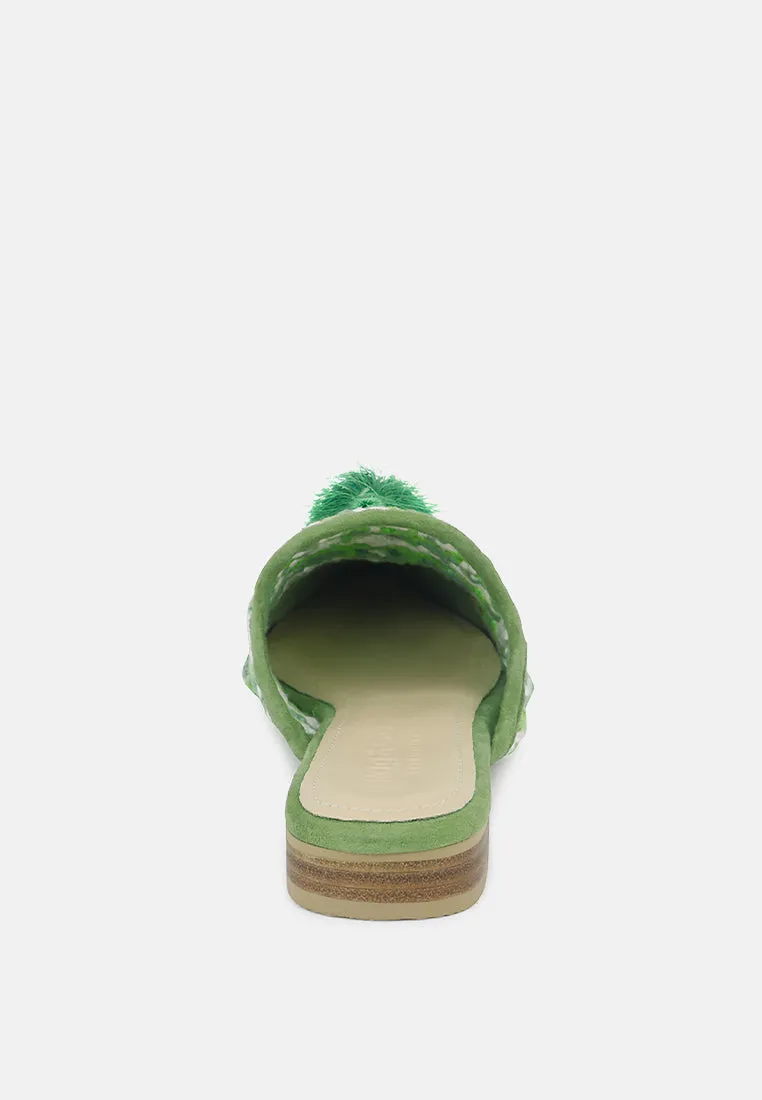 Mariana Woven Flat Mules With Tassels