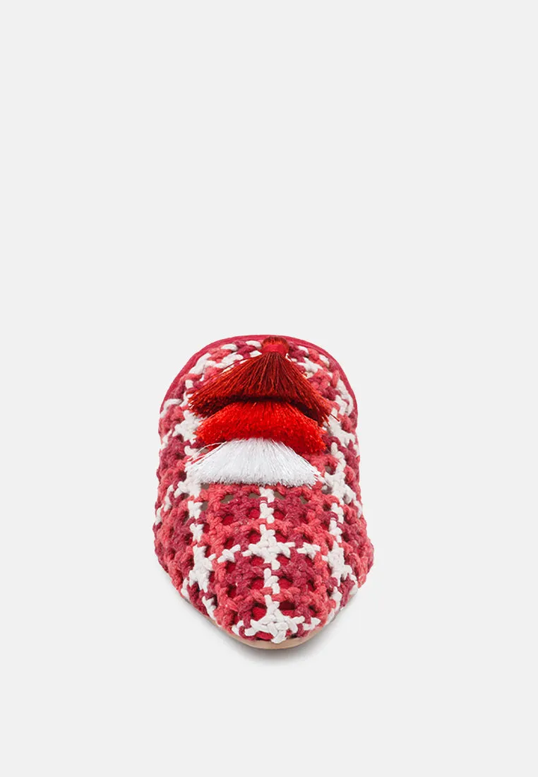 Mariana Woven Flat Mules With Tassels