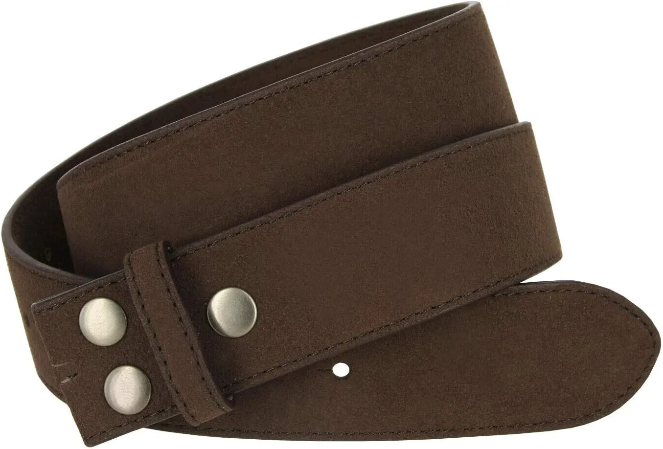 Men's Belt Rounded Edge Heel Bar Buckle Casual Jean Suede Leather Belt 1 1/2" Wide