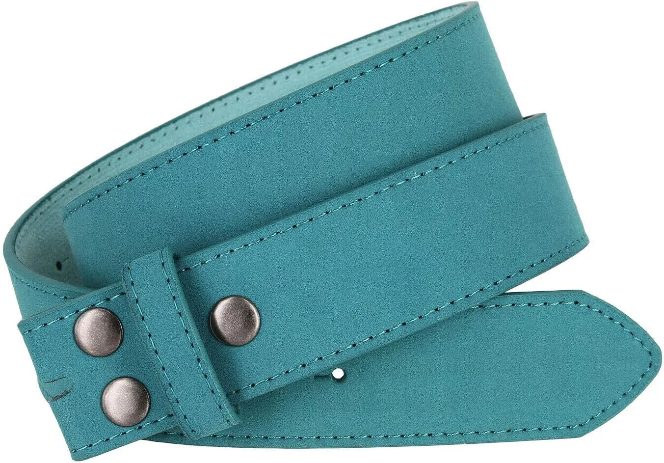 Men's Belt Rounded Edge Heel Bar Buckle Casual Jean Suede Leather Belt 1 1/2" Wide