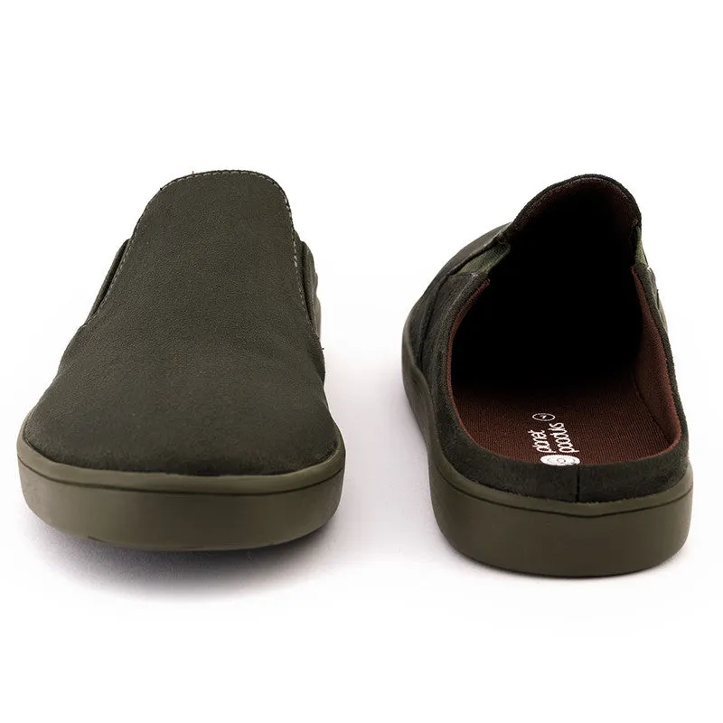 Paaduks Slip-Ons Mules for Men | Green | Vegan Suede