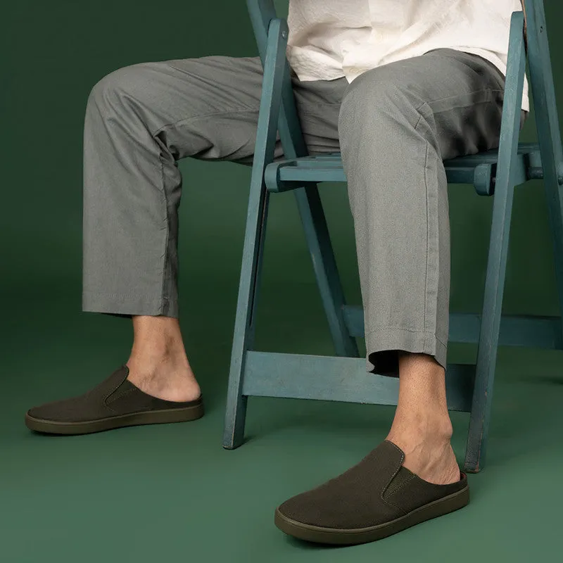 Paaduks Slip-Ons Mules for Men | Green | Vegan Suede